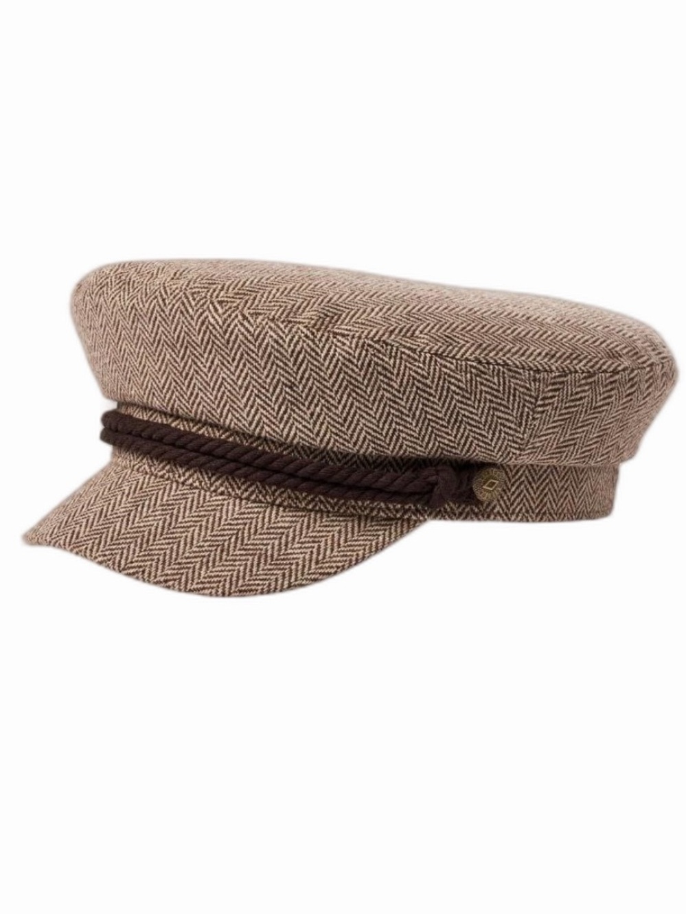 NEW Women’s Bristol Fiddler Cap in Dark Earth Sand Herringbone Medium Wool Hat